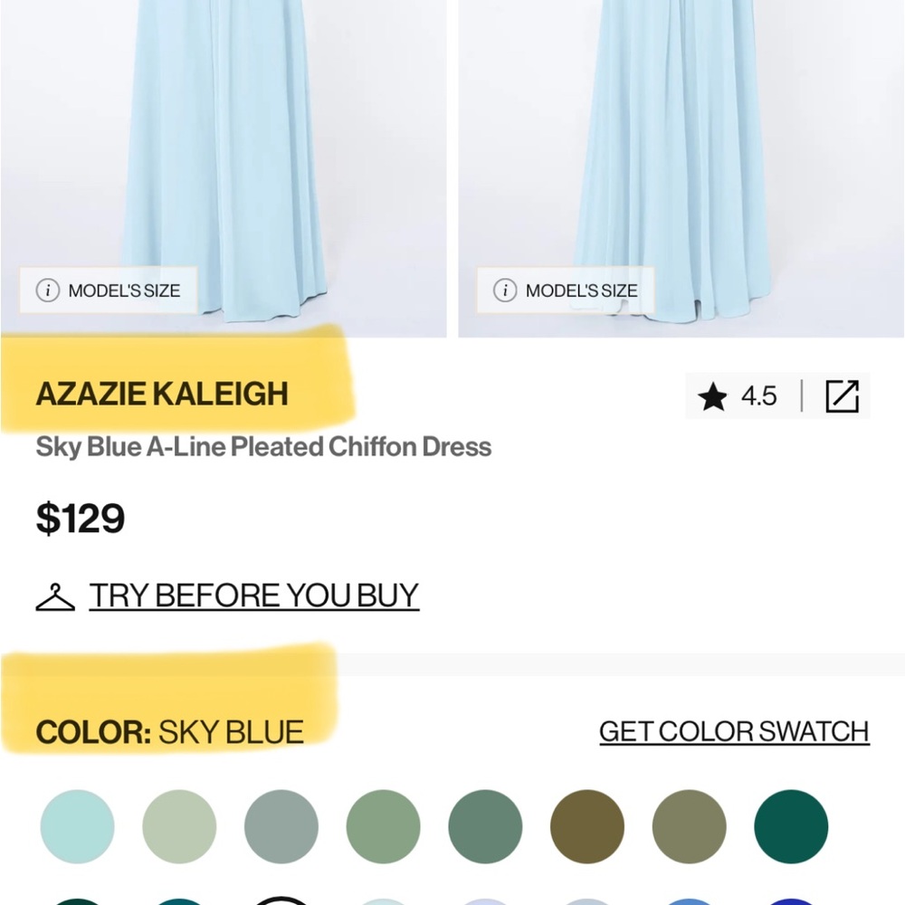 Azazie sky Blue Chiffon Gown Kaleigh